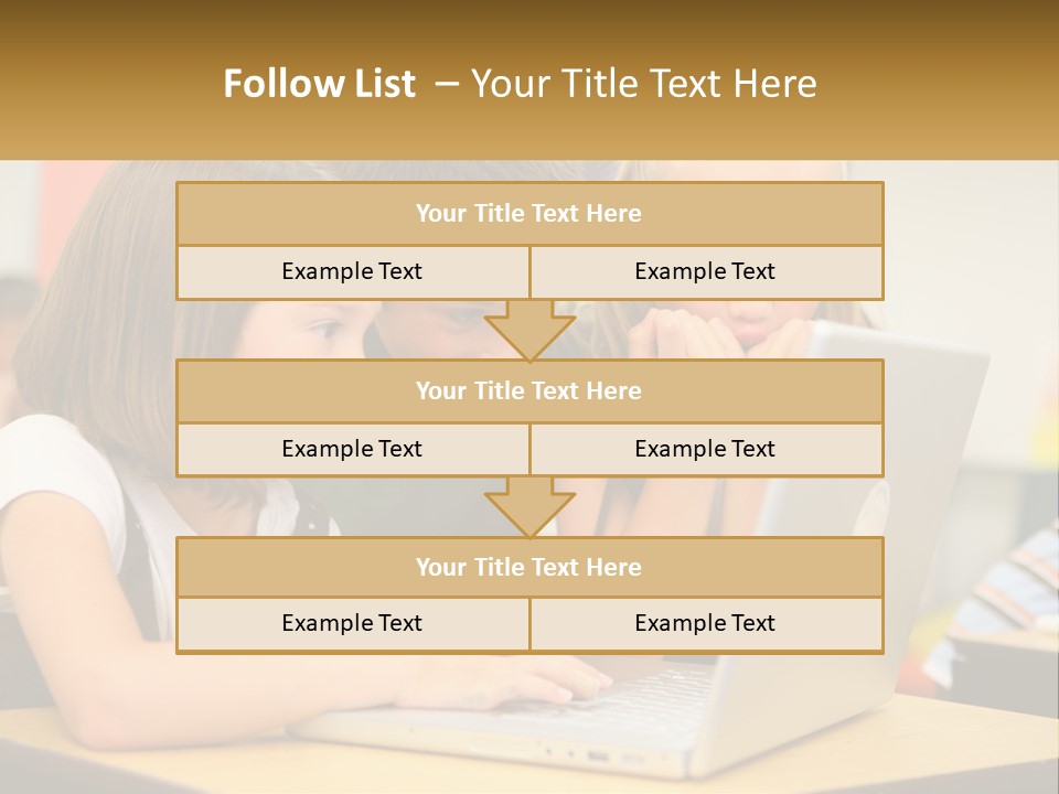 A Group Of Children Looking At A Laptop PowerPoint Template