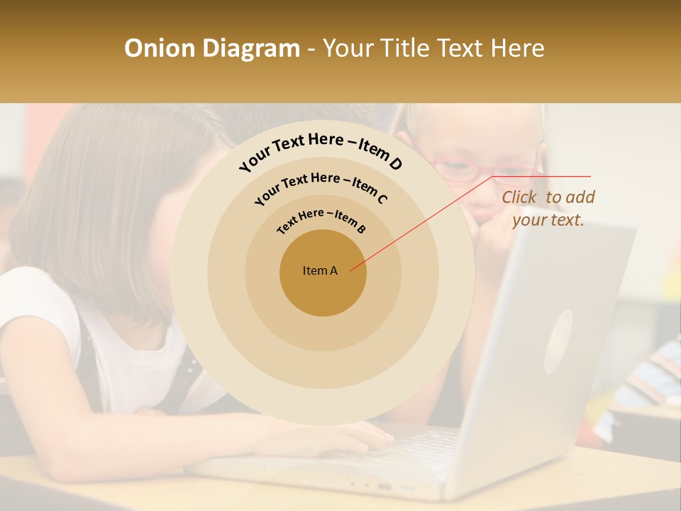 A Group Of Children Looking At A Laptop PowerPoint Template