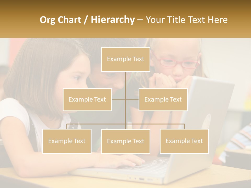 A Group Of Children Looking At A Laptop PowerPoint Template