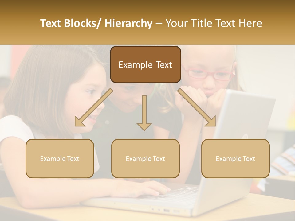 A Group Of Children Looking At A Laptop PowerPoint Template
