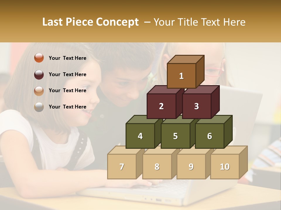 A Group Of Children Looking At A Laptop PowerPoint Template
