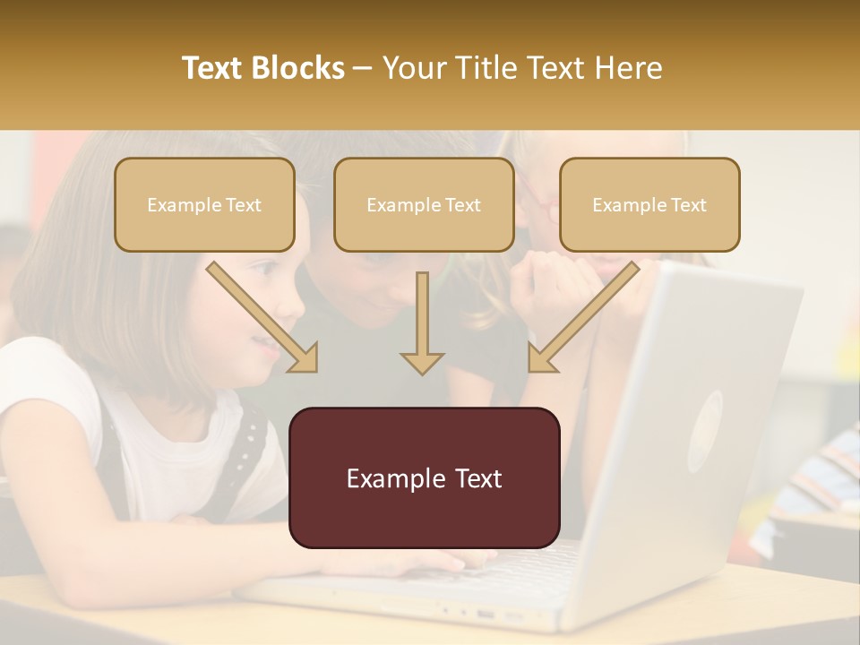 A Group Of Children Looking At A Laptop PowerPoint Template