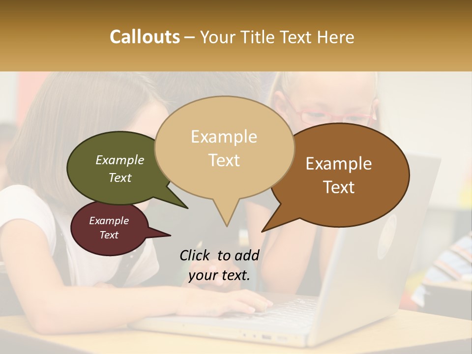 A Group Of Children Looking At A Laptop PowerPoint Template