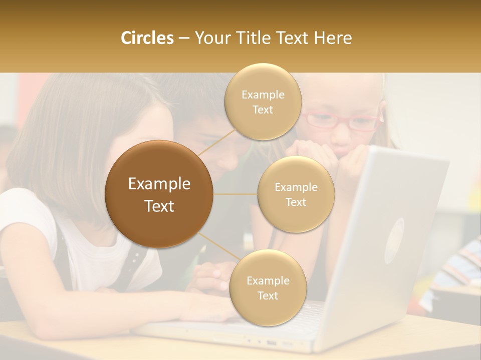 A Group Of Children Looking At A Laptop PowerPoint Template