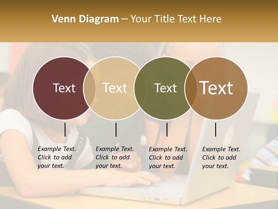 A Group Of Children Looking At A Laptop PowerPoint Template