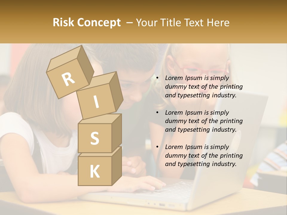 A Group Of Children Looking At A Laptop PowerPoint Template