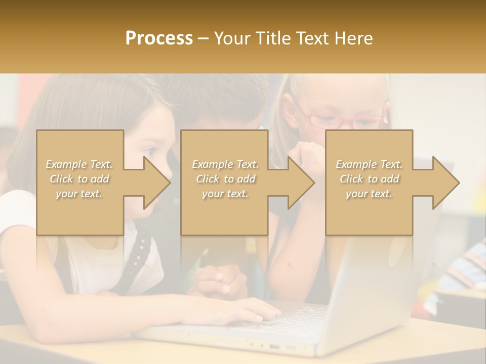 A Group Of Children Looking At A Laptop PowerPoint Template