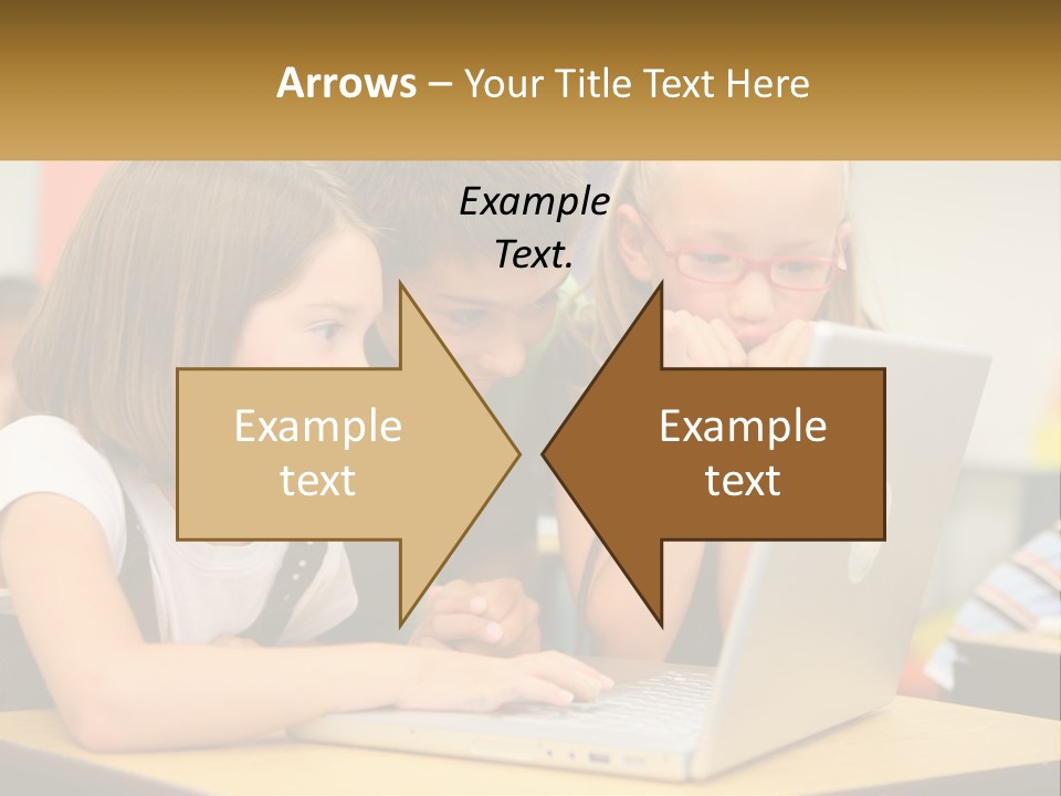 A Group Of Children Looking At A Laptop PowerPoint Template