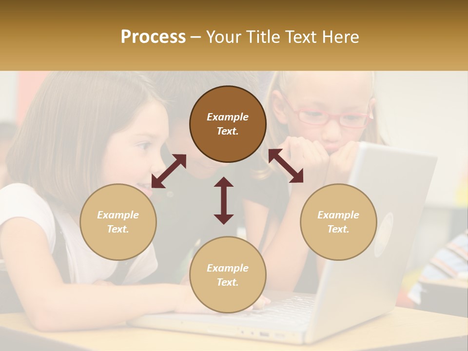 A Group Of Children Looking At A Laptop PowerPoint Template