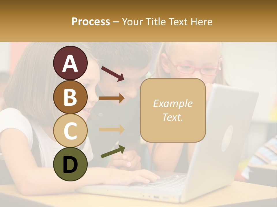 A Group Of Children Looking At A Laptop PowerPoint Template
