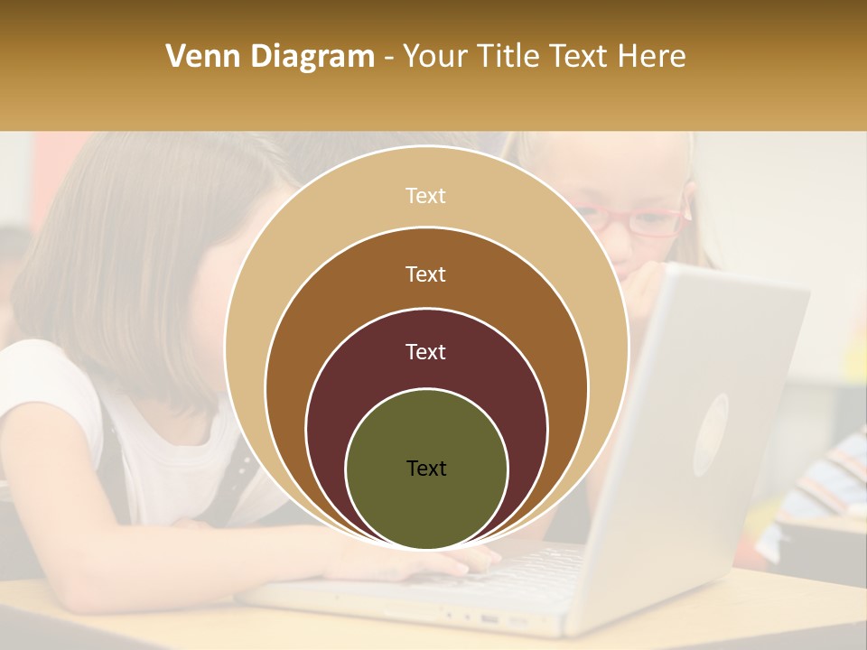 A Group Of Children Looking At A Laptop PowerPoint Template