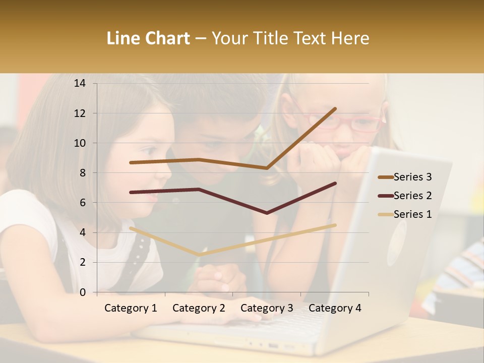 A Group Of Children Looking At A Laptop PowerPoint Template