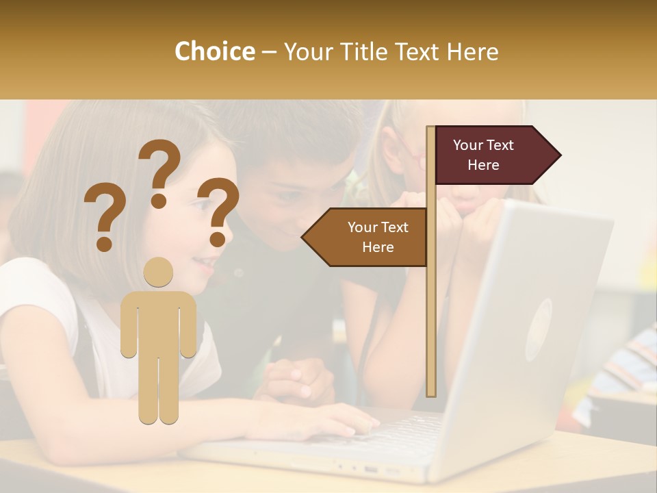 A Group Of Children Looking At A Laptop PowerPoint Template