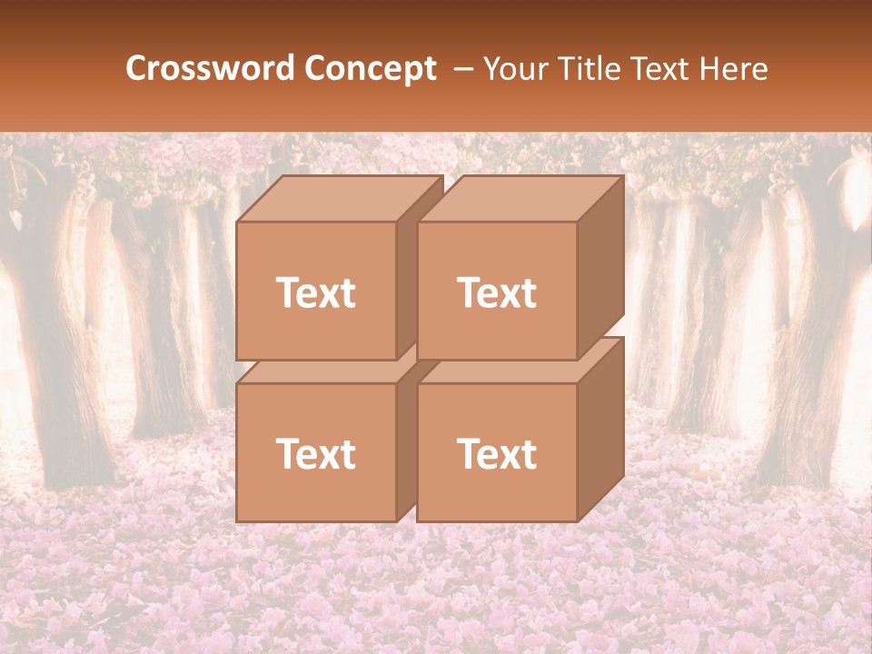 A Beautiful Pink Flowered Path With Trees In The Background PowerPoint Template