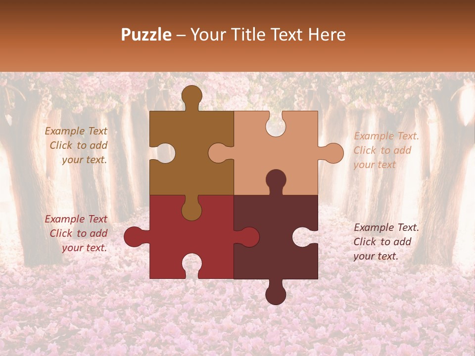 A Beautiful Pink Flowered Path With Trees In The Background PowerPoint Template