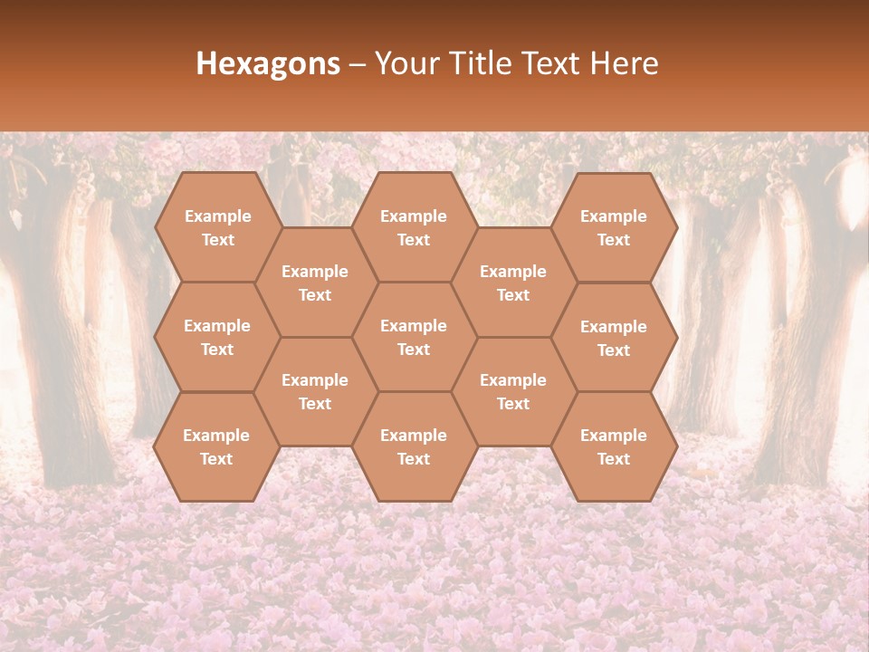 A Beautiful Pink Flowered Path With Trees In The Background PowerPoint Template