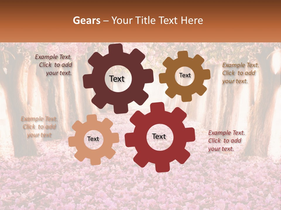 A Beautiful Pink Flowered Path With Trees In The Background PowerPoint Template