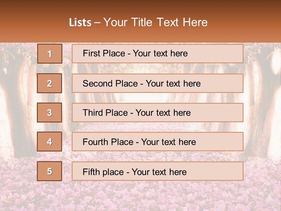 A Beautiful Pink Flowered Path With Trees In The Background PowerPoint Template