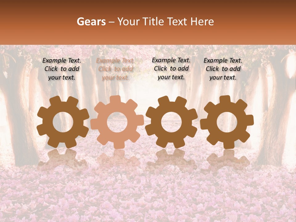 A Beautiful Pink Flowered Path With Trees In The Background PowerPoint Template