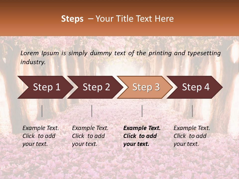 A Beautiful Pink Flowered Path With Trees In The Background PowerPoint Template