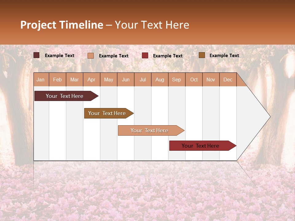 A Beautiful Pink Flowered Path With Trees In The Background PowerPoint Template