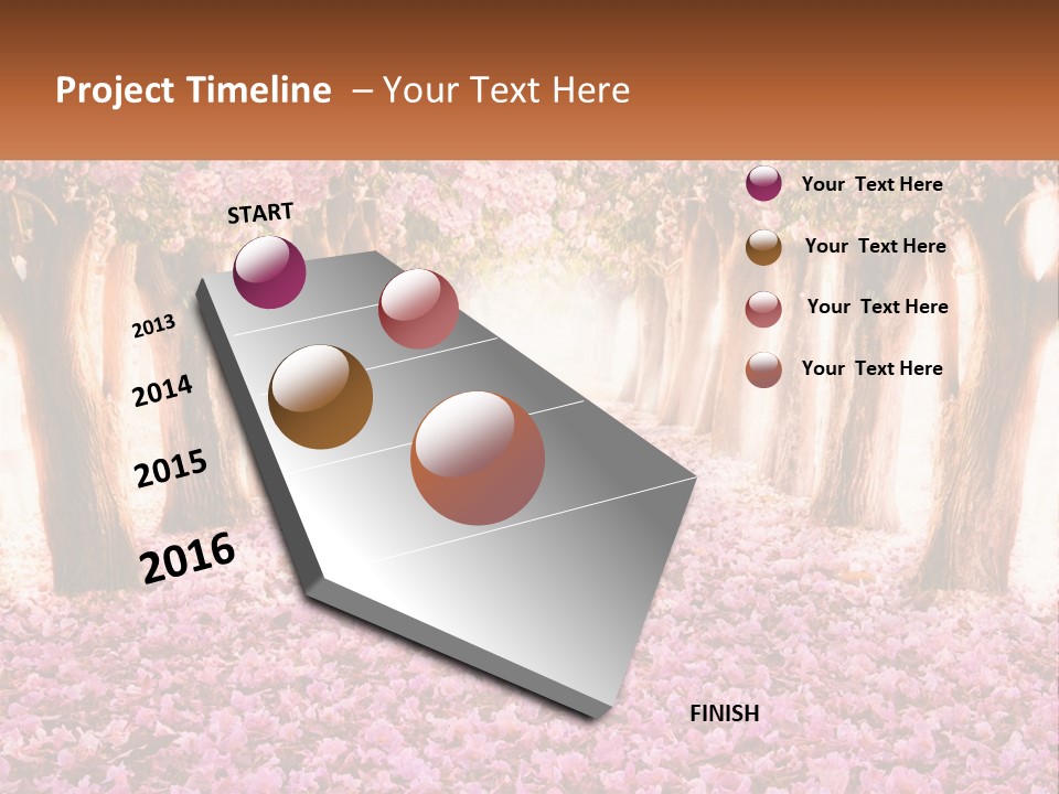 A Beautiful Pink Flowered Path With Trees In The Background PowerPoint Template