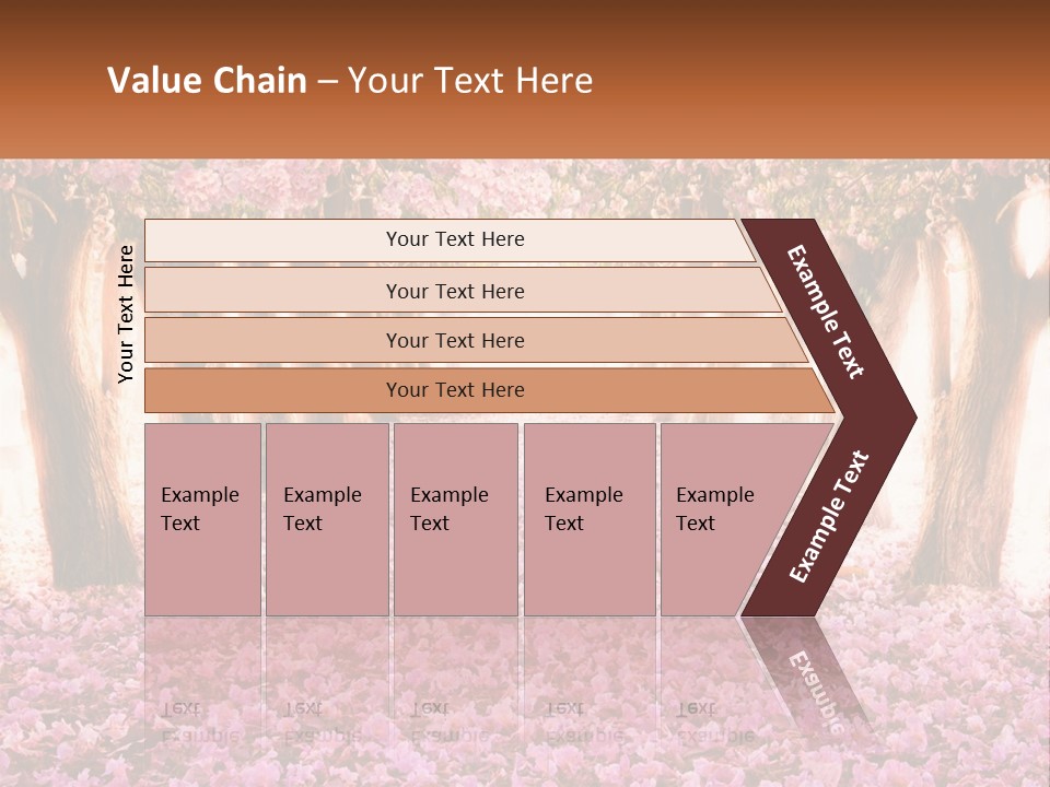 A Beautiful Pink Flowered Path With Trees In The Background PowerPoint Template