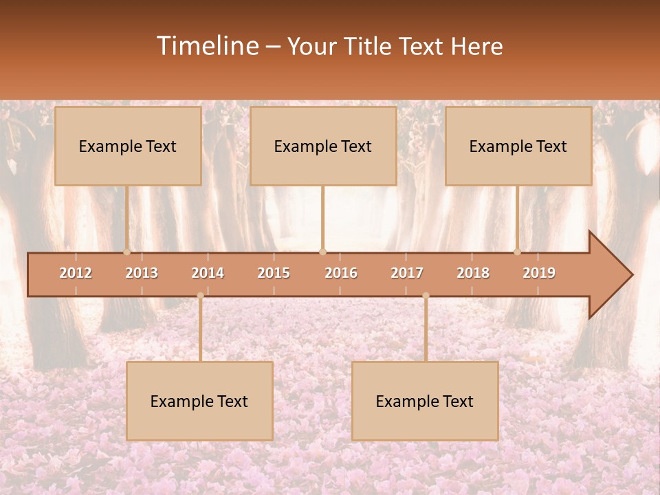 A Beautiful Pink Flowered Path With Trees In The Background PowerPoint Template