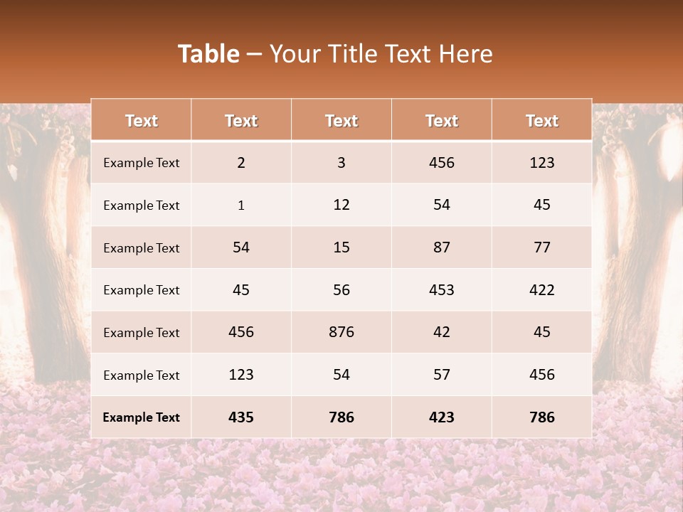 A Beautiful Pink Flowered Path With Trees In The Background PowerPoint Template