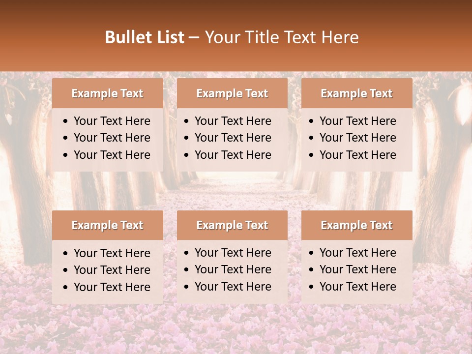 A Beautiful Pink Flowered Path With Trees In The Background PowerPoint Template