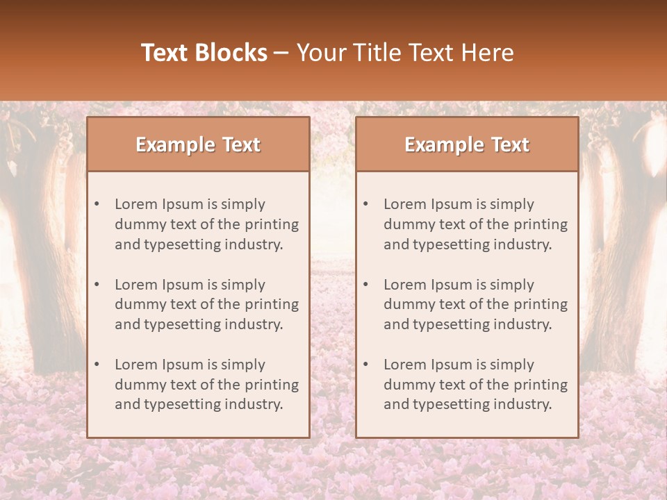 A Beautiful Pink Flowered Path With Trees In The Background PowerPoint Template