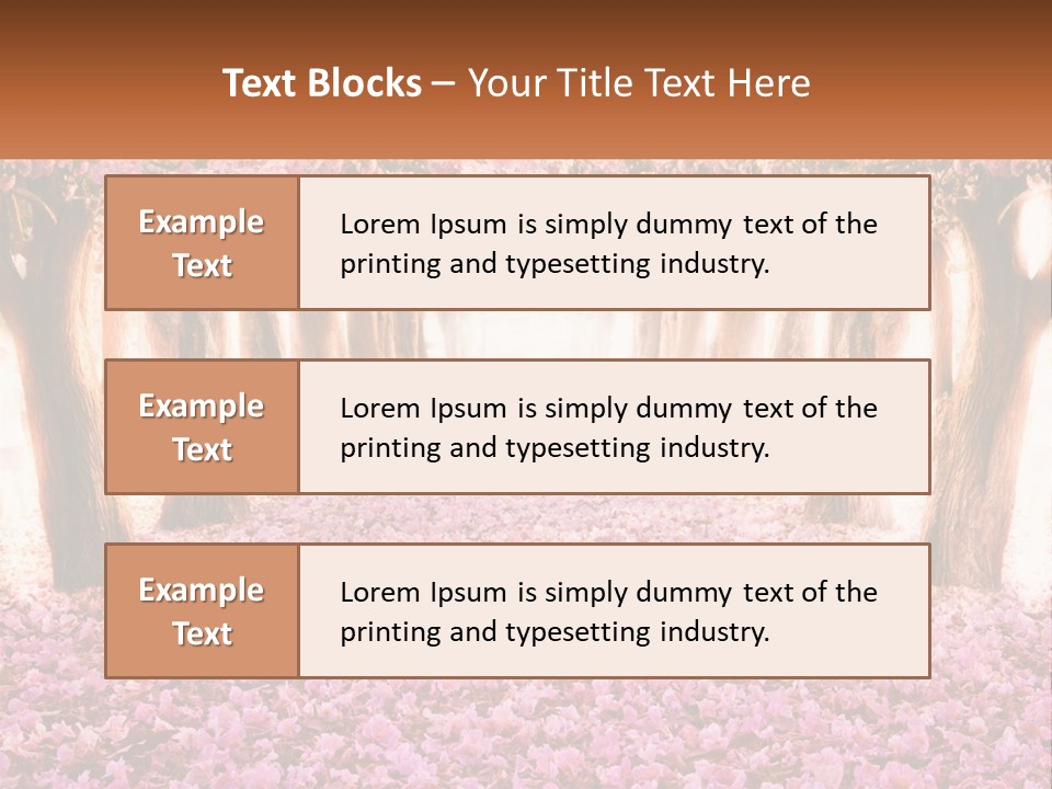 A Beautiful Pink Flowered Path With Trees In The Background PowerPoint Template