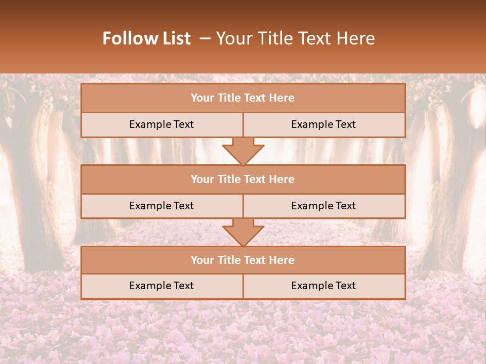 A Beautiful Pink Flowered Path With Trees In The Background PowerPoint Template