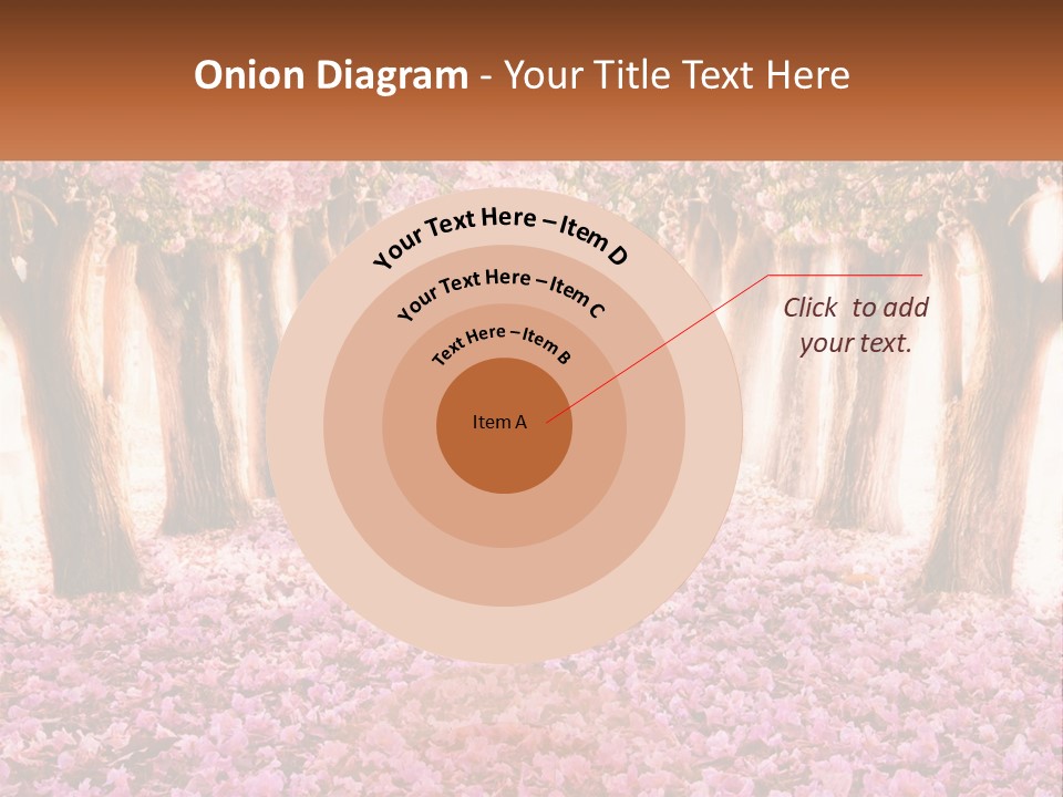 A Beautiful Pink Flowered Path With Trees In The Background PowerPoint Template