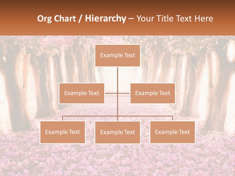 A Beautiful Pink Flowered Path With Trees In The Background PowerPoint Template