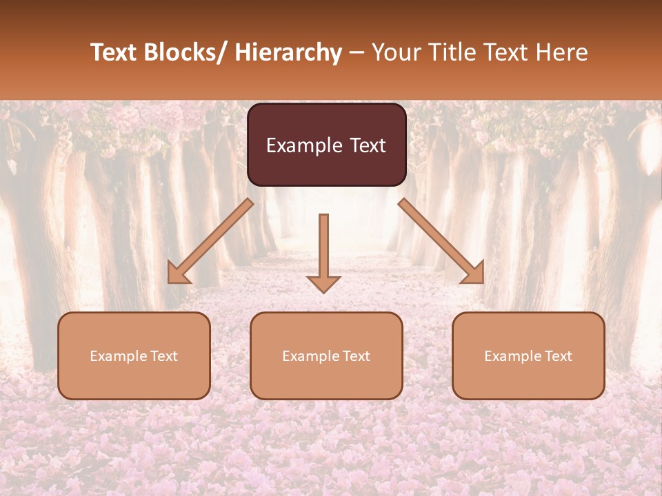 A Beautiful Pink Flowered Path With Trees In The Background PowerPoint Template