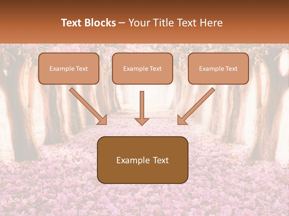 A Beautiful Pink Flowered Path With Trees In The Background PowerPoint Template