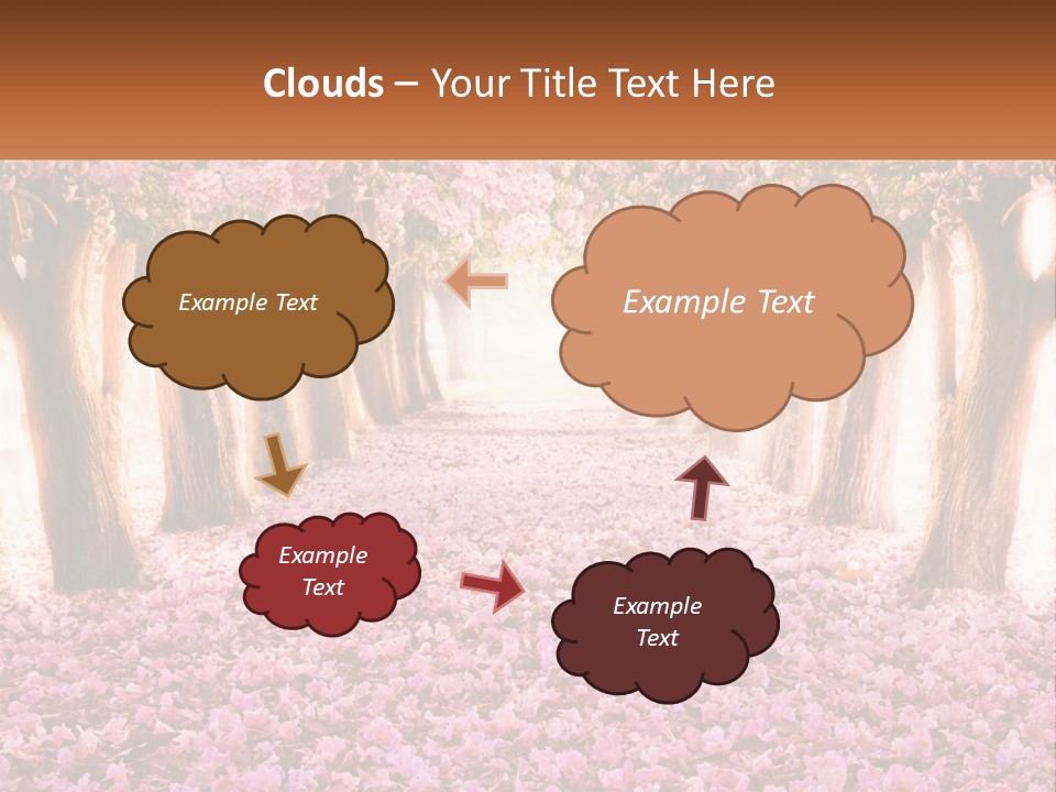 A Beautiful Pink Flowered Path With Trees In The Background PowerPoint Template