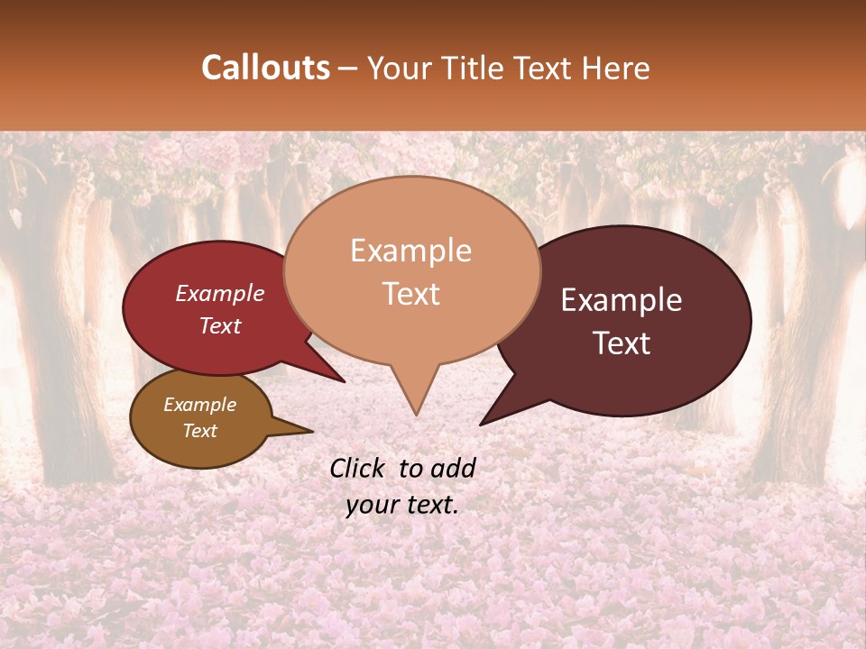 A Beautiful Pink Flowered Path With Trees In The Background PowerPoint Template