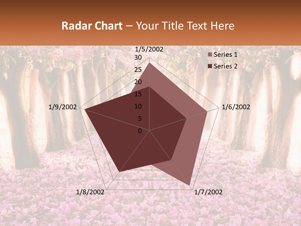 A Beautiful Pink Flowered Path With Trees In The Background PowerPoint Template