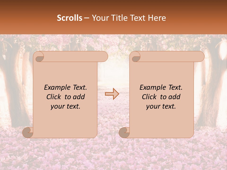 A Beautiful Pink Flowered Path With Trees In The Background PowerPoint Template