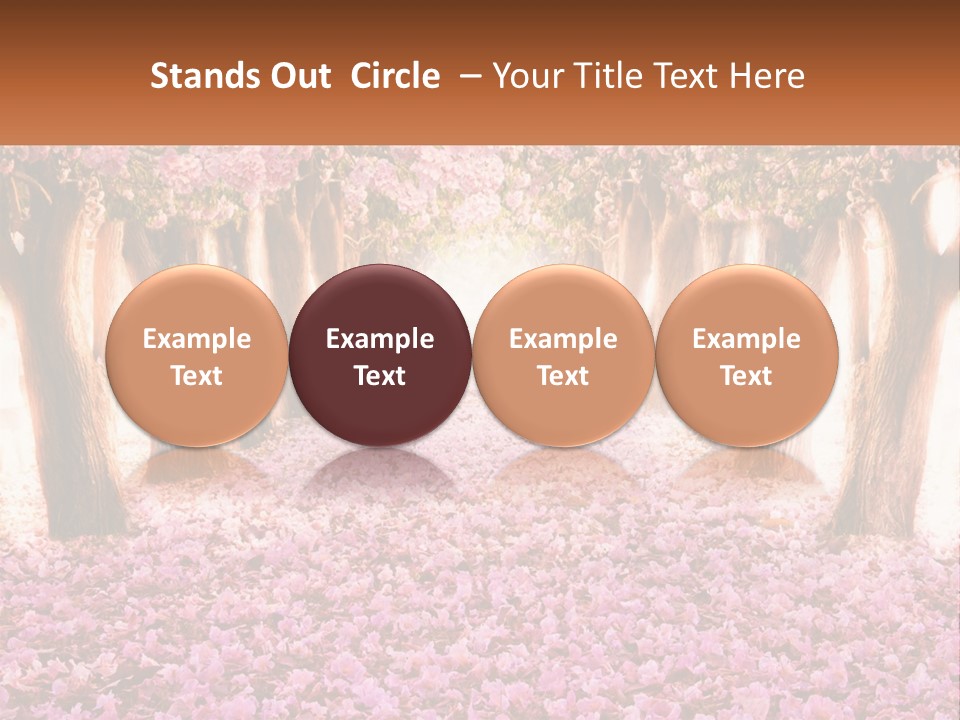 A Beautiful Pink Flowered Path With Trees In The Background PowerPoint Template