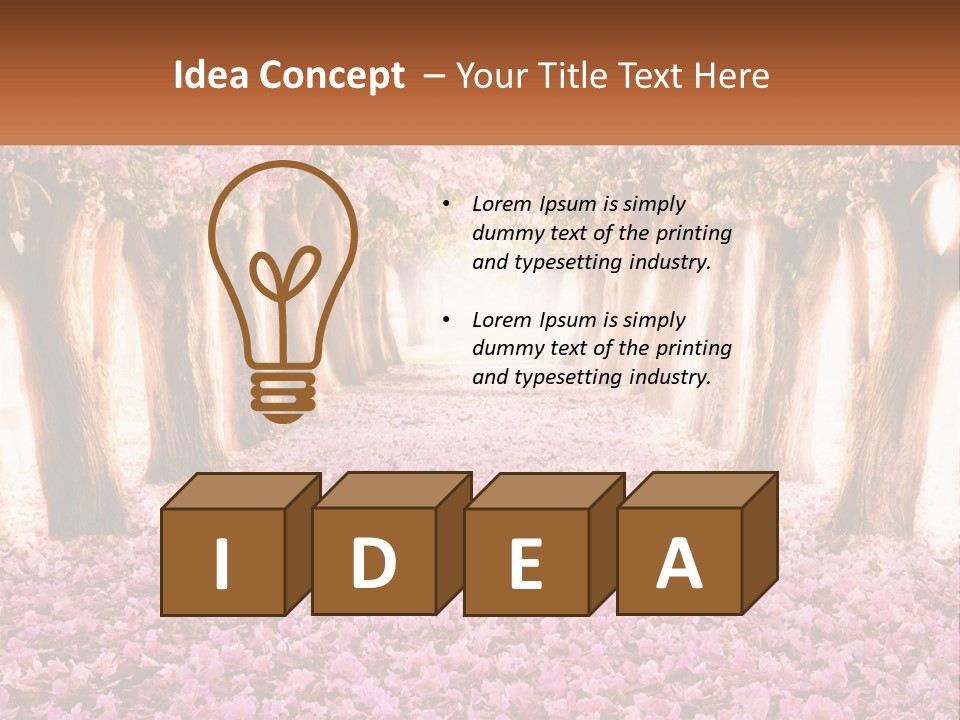 A Beautiful Pink Flowered Path With Trees In The Background PowerPoint Template