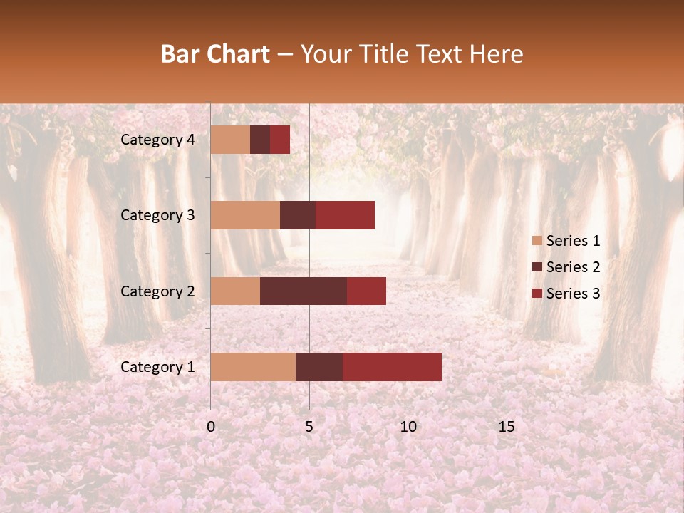 A Beautiful Pink Flowered Path With Trees In The Background PowerPoint Template