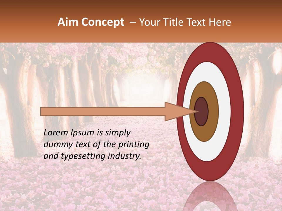 A Beautiful Pink Flowered Path With Trees In The Background PowerPoint Template