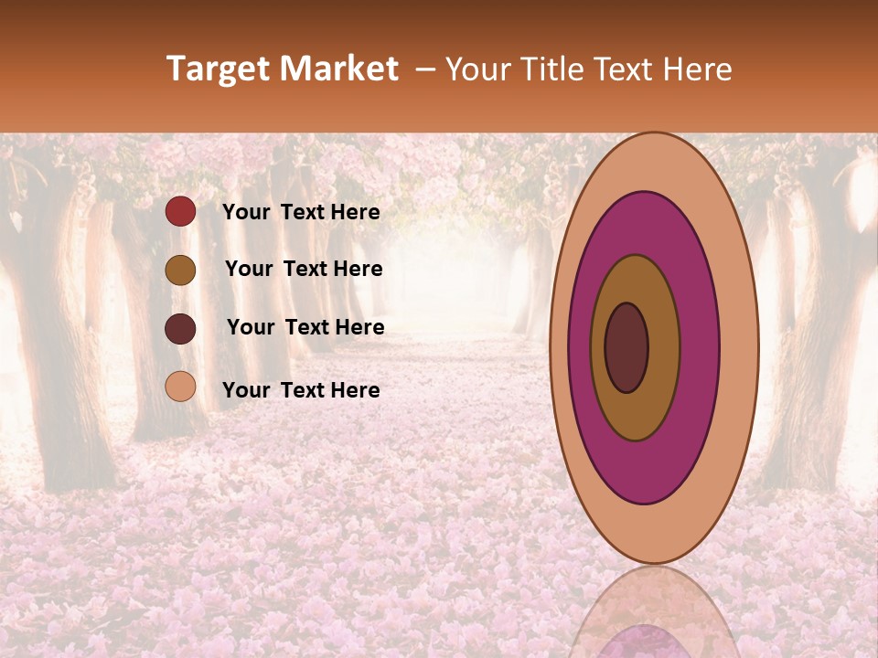 A Beautiful Pink Flowered Path With Trees In The Background PowerPoint Template