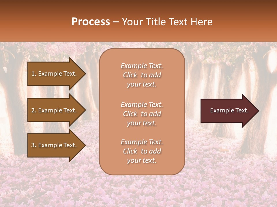 A Beautiful Pink Flowered Path With Trees In The Background PowerPoint Template