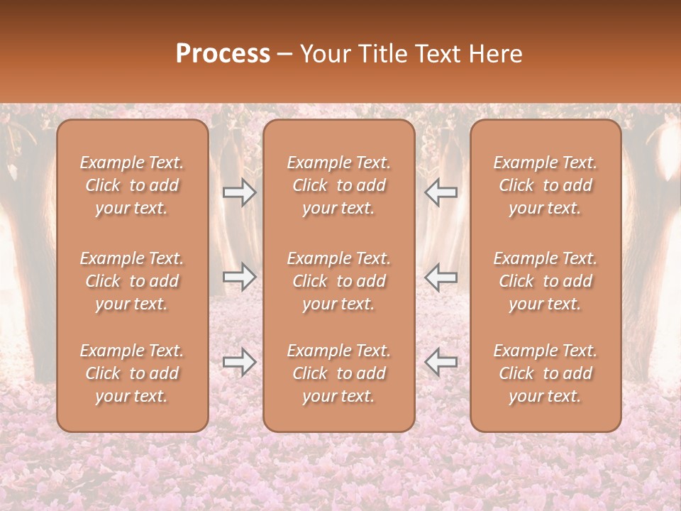 A Beautiful Pink Flowered Path With Trees In The Background PowerPoint Template