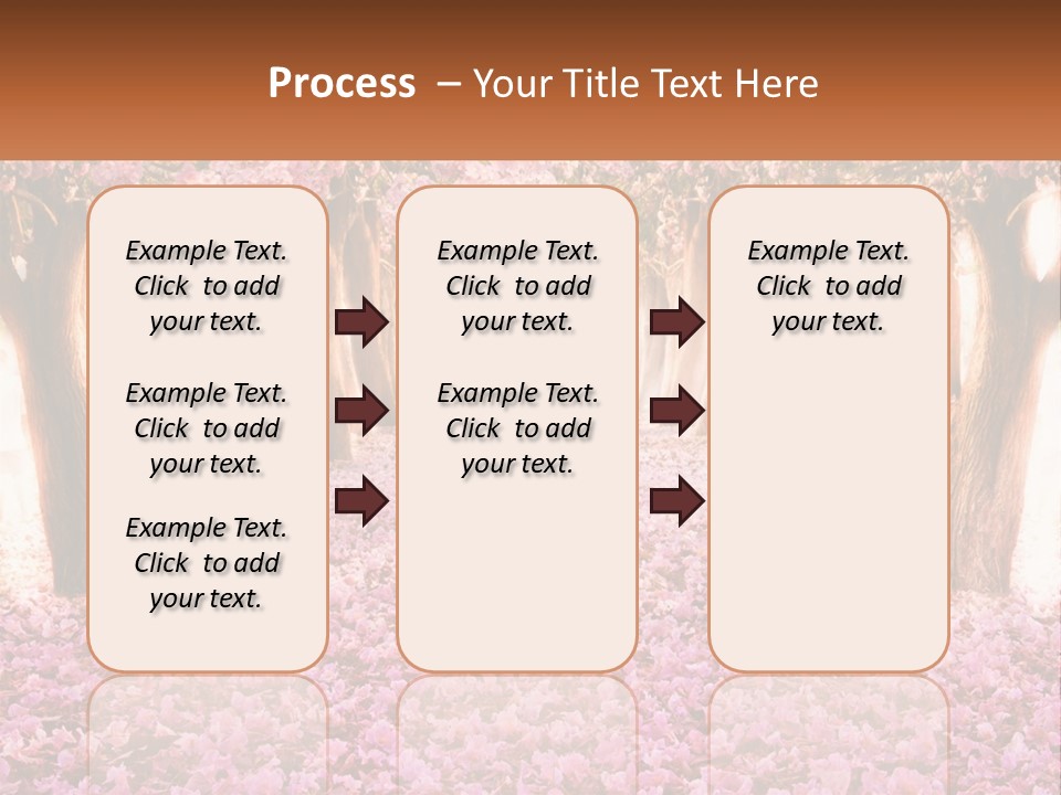 A Beautiful Pink Flowered Path With Trees In The Background PowerPoint Template