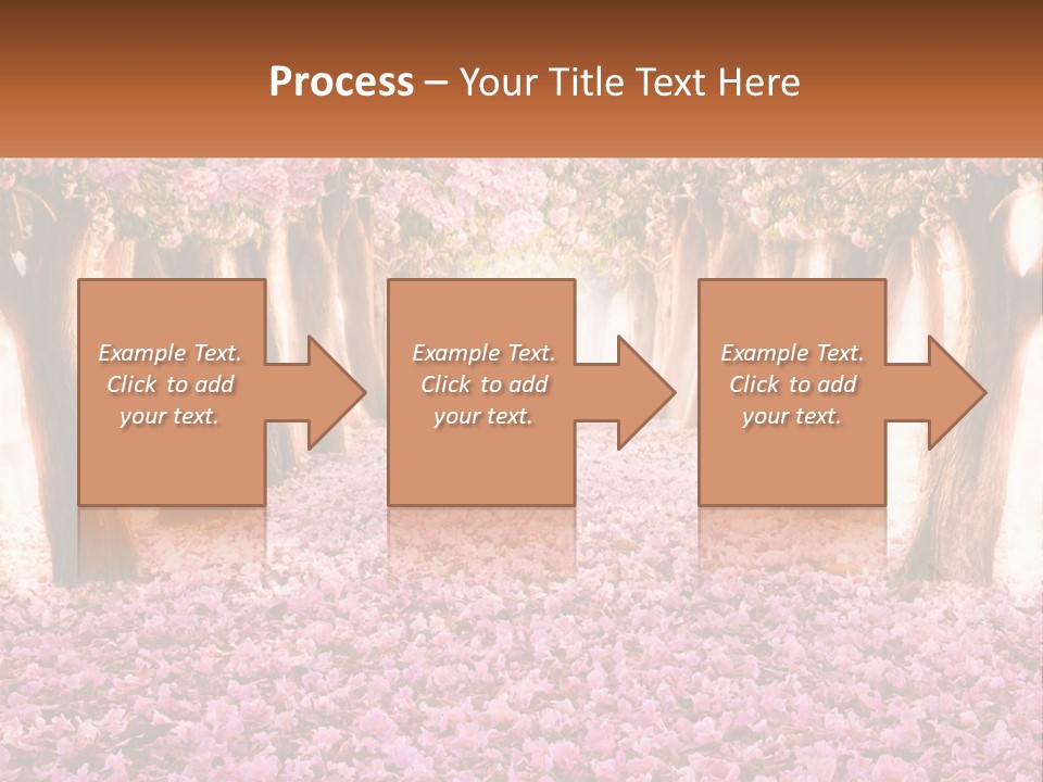A Beautiful Pink Flowered Path With Trees In The Background PowerPoint Template